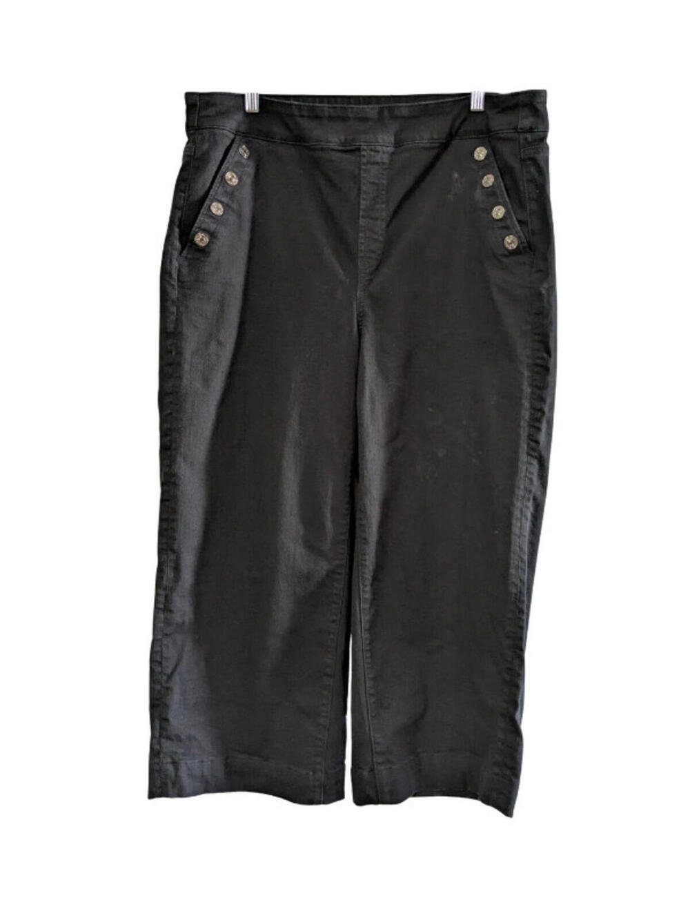 Chico's Women's Wide Leg Ankle Capri Chinos, Black, Size 3R/16R